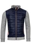 Giordano Hybridjacke mit Jerseyeinsätzen Dunkelblau / Grau